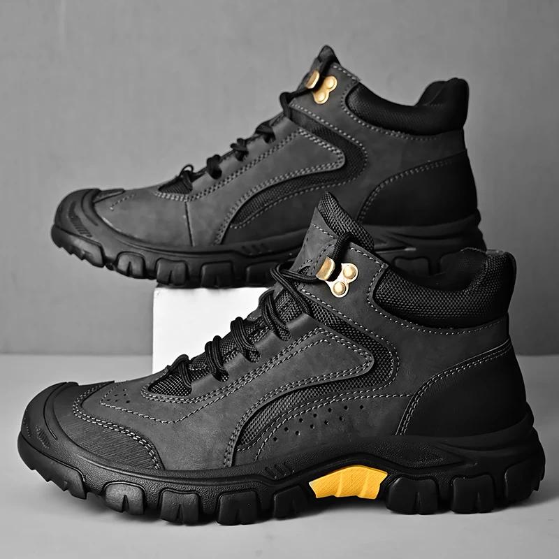 High-quality Men's Mountaineering Boots Waterproof and Anti Slip Outdoor Sports Travel Shoes Hiking Boots Men Winter Snow Boots