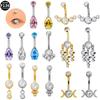 Elegant European-American G23 Titanium Water Drop Zirconia Navel Ring Piercing Jewelry