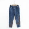 Spring 2022 Plus Size High Waist Rhinestone Embellished Denim Cropped Pants for Women