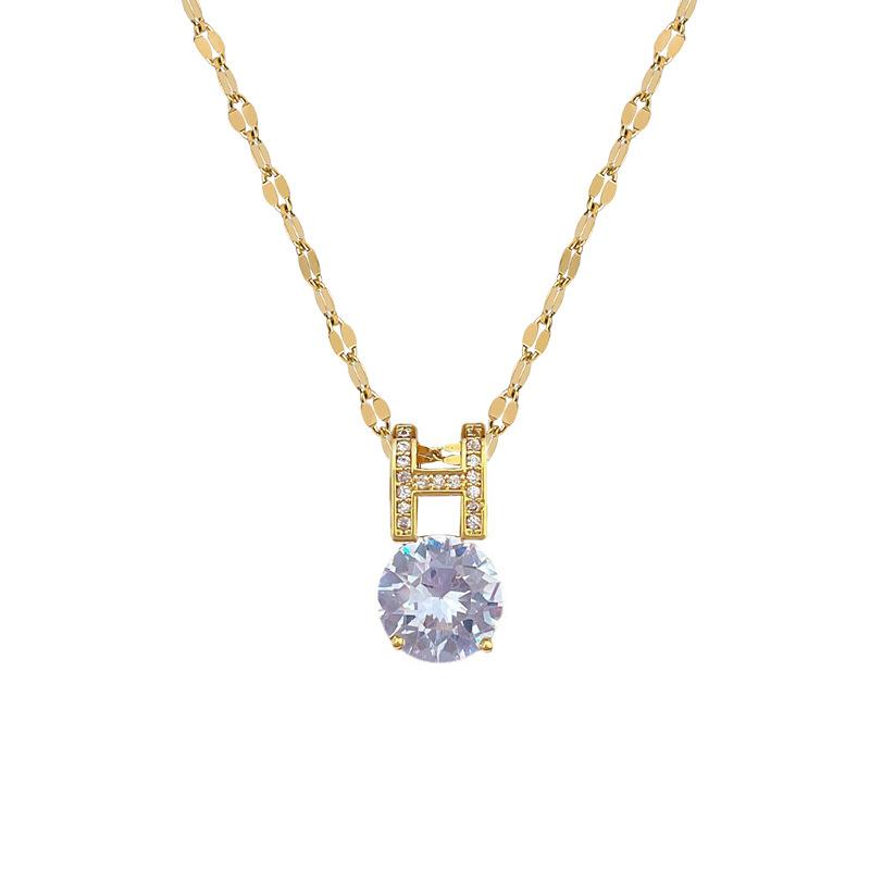 Letter Zircon Necklace Earrings Set Light Luxury Micro-Inlaid Personalized Temperament Banquet Earrings Necklace Combination