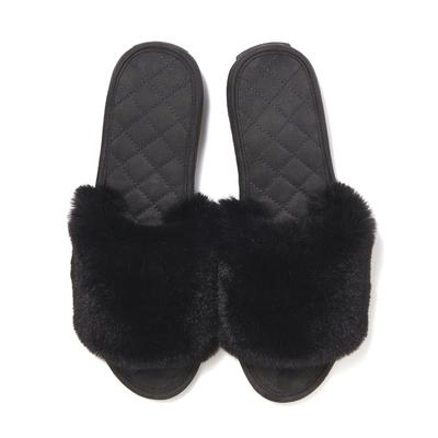 X Plate Room Black [Francfranc] Eco-fur Shoes,