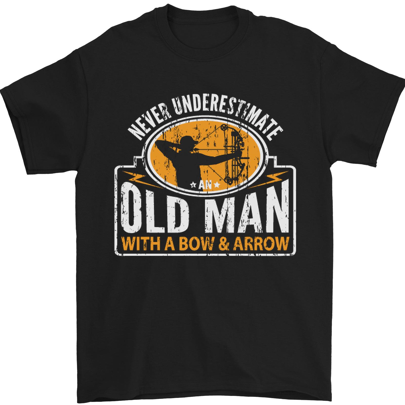 

26 Old Man With a Bow & Arrow Funny Archery Mens T-Shirt 100% Cotton Unisex T-Shirt XL