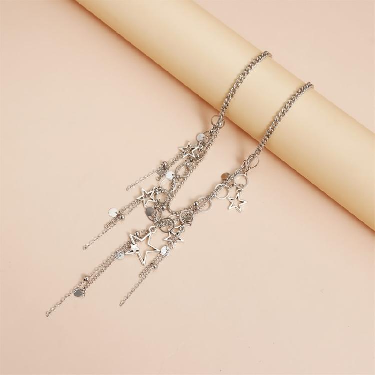 Star Drop Chain Necklace With Delicate Tassels Everyday Elegant Jewelry for Various Occasions