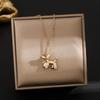Elegant Korean Micro-Inlaid Titanium Necklace - Luxurious Women's Clavicle Chain, Non-Fading, Unique Minority Design.