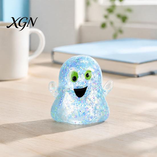 Halloween Party Favors 1/5Pcs Mini Ghost Squeeze Toy, Glitter Stress Relief Fidget Toys Ball Sensory for Kids Adults Slow Rebound