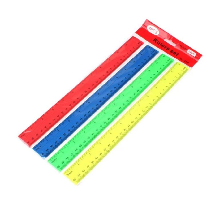 4Pcs 12Inch Clear Rulers Drawing Ruler Math Ruler Measuring Ruler Measuring Tool for Drawing Drafting Measuring