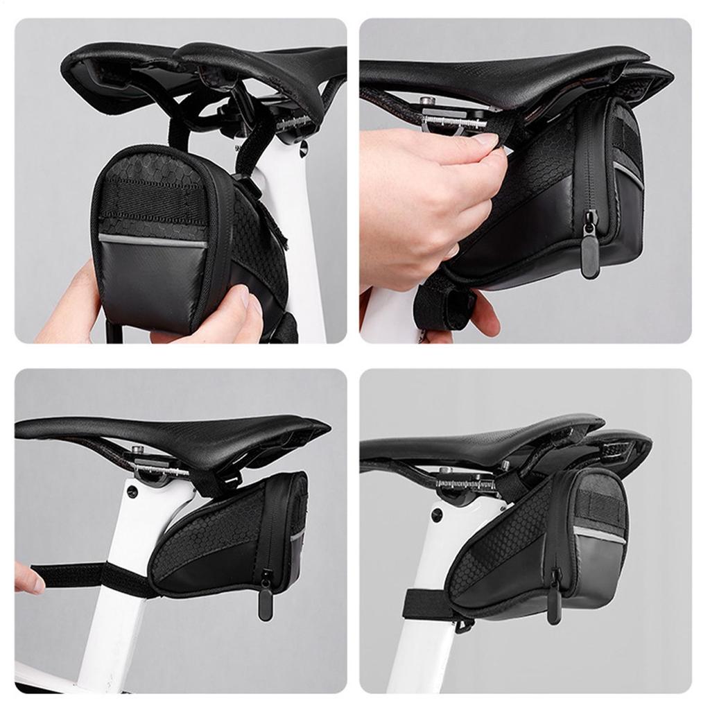 Sac de Vélo Sous la Selle Imperméable Grande Poche à Fermeture Éclair Rangement Sac de Selle pour Vélo Sous la Selle pour Feu Arrière Outil Route Montagne