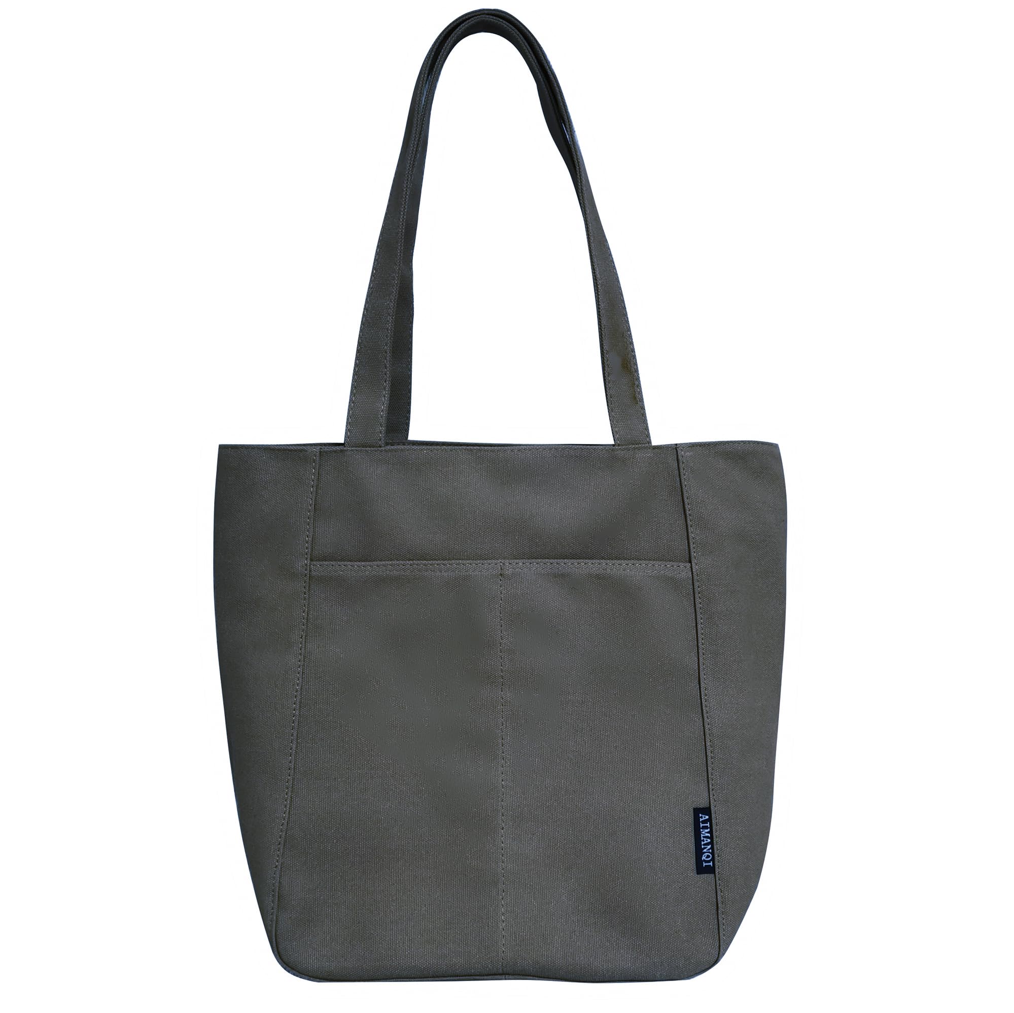 

X-Pass Canvas Tote Bag, A4 Size, Canvas Tote, Women s and Men s, Solid Color, Zippered, with Interior Pocket, bg102gry