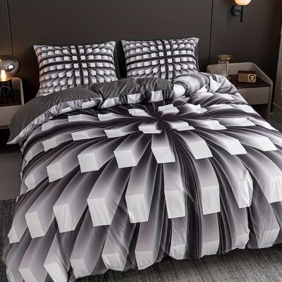 3-teiliges Bettbezug-Set, Dreidimensionales Schwarz-Weiß-Bettwäscheset, Weicher, bequemer Bettbezug, Für Schlafzimmer, Gästezimmer