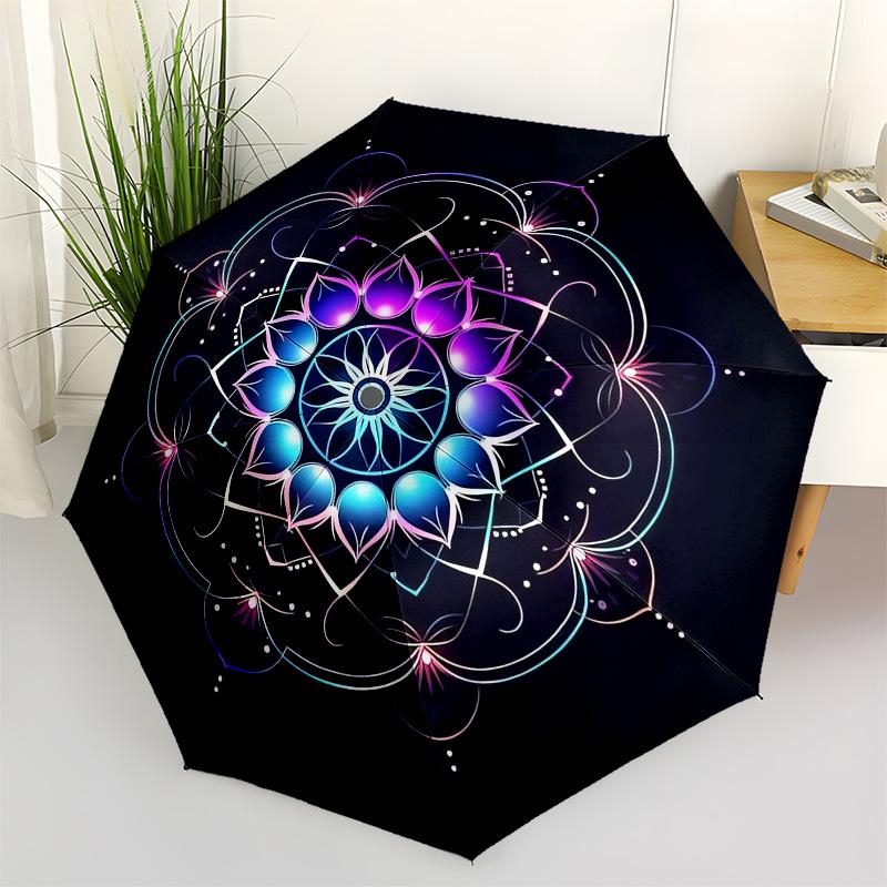1pc Mandala Art Design Umbrella with Plastic Handle,Vibrant Cartoon Pattern,Multi-functional UmbrellaPT048