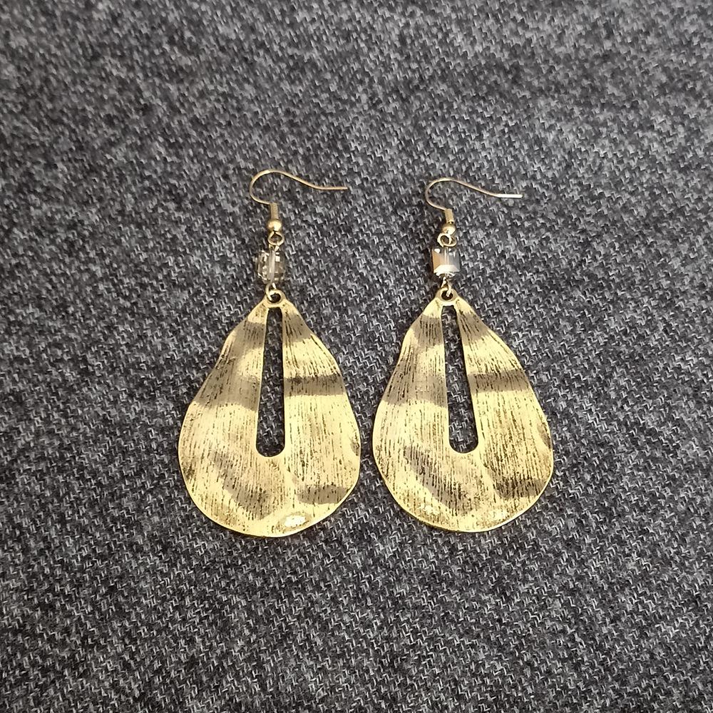 Retro Irregular Water Drop Earrings: Alloy Brushed with Unique Textured Design for Women