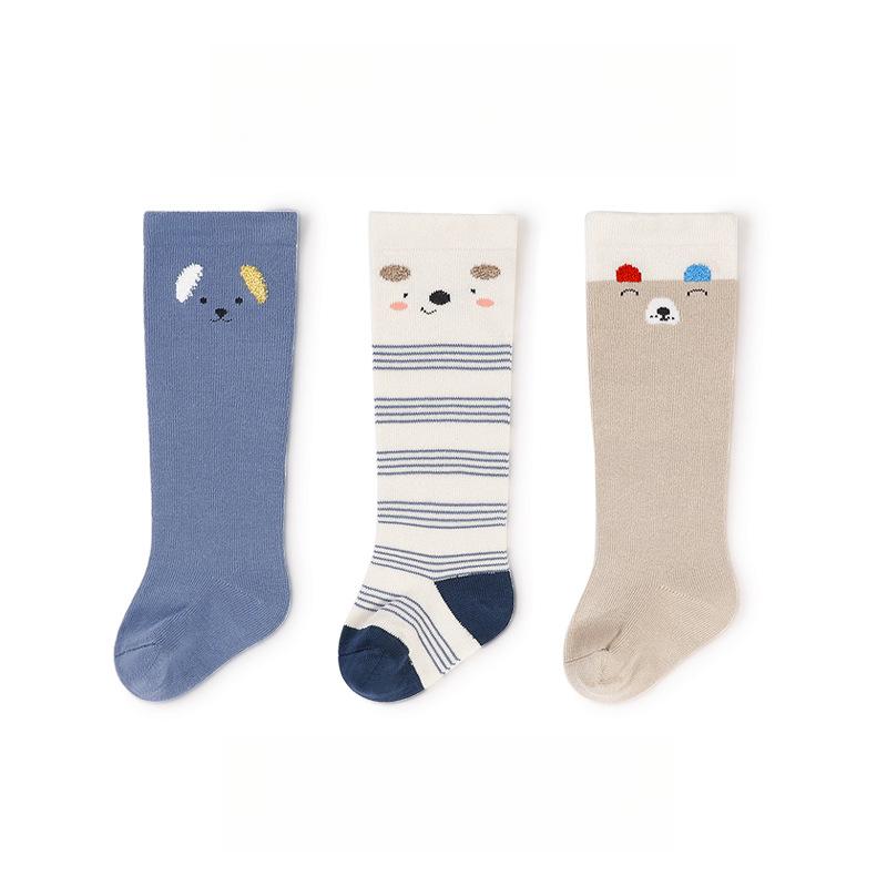 3 pary/partia Dziecięce podkolanówki Dzieci Dziewczynki Chłopcy Miękkie bawełniane długie skarpetki Śliczne hiszpańskie paski Jednolite skarpetki dziecięce dla 0-3 lat