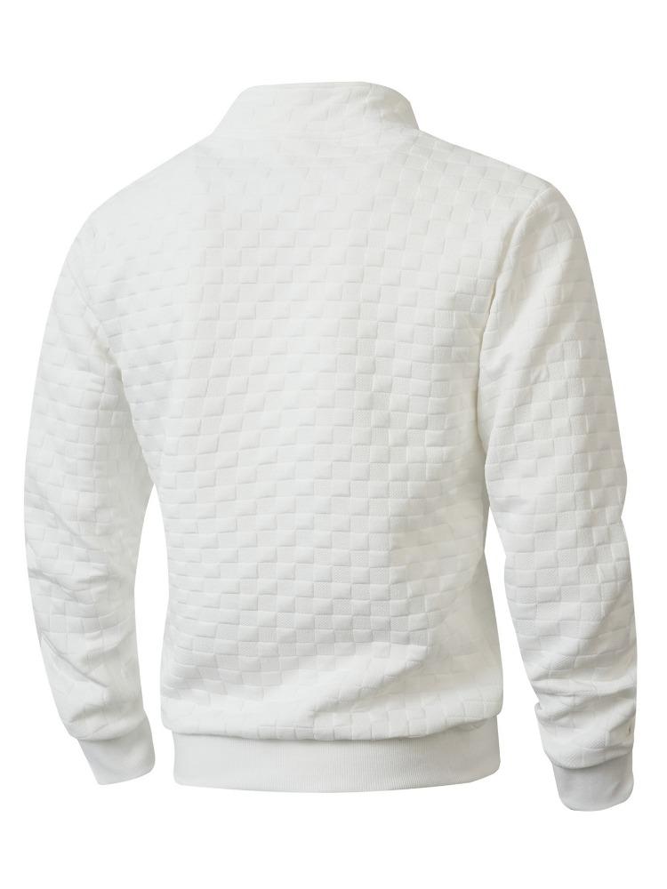Grabbing Fleece Jacket Men's Warm Stand-up Collar Pullover Chevron Zip Sweater Jacket Moisture Wicking Comfortable Fit Skin-friendly Breathable Tops