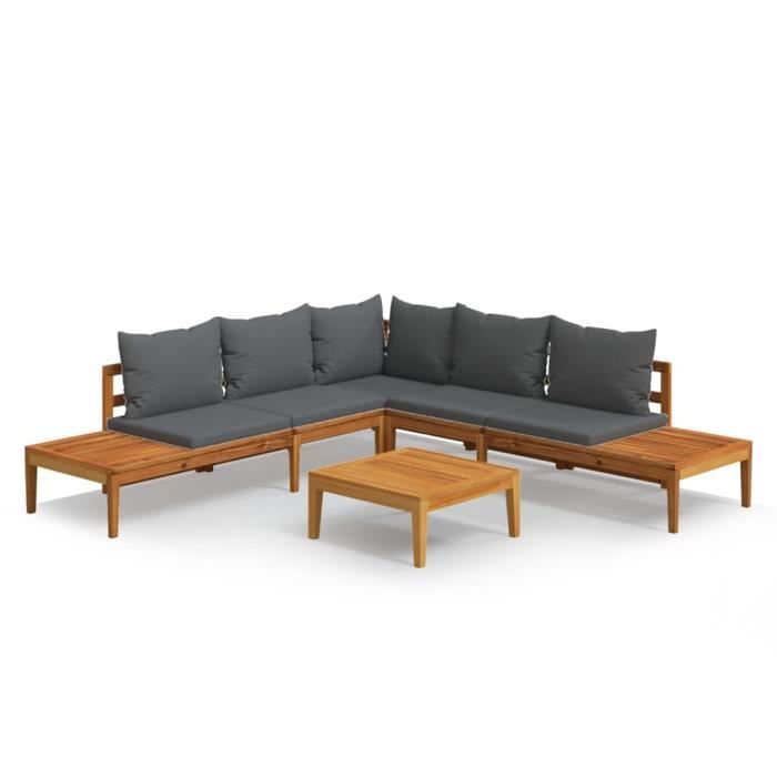VidaXL Garden Lounge Set 4 Pcs with Dark Grey Cushions Acacia Wood 3087267