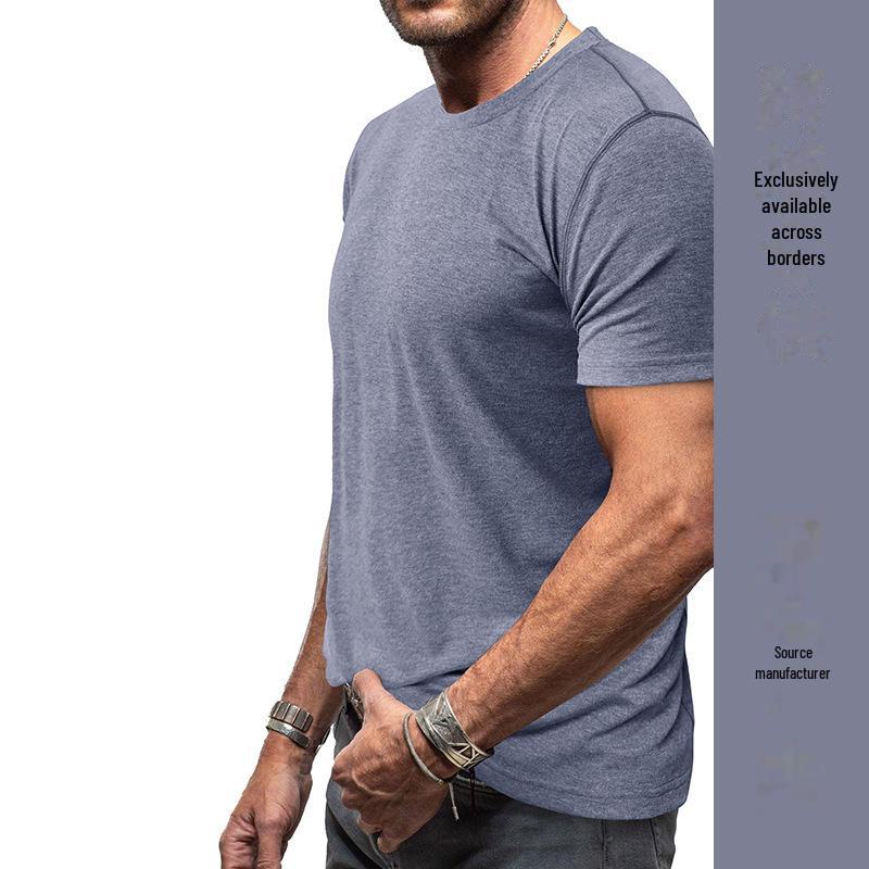 Sommer Klassisches Herren T-Shirt mit Rundhalsausschnitt und einfarbigem Tough Guy