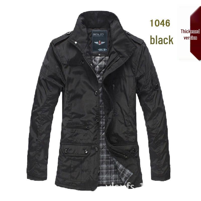 Giacca a vento da uomo taglie forti slim fit di media lunghezza 2026 - Trench casual in cotone per primavera/autunno