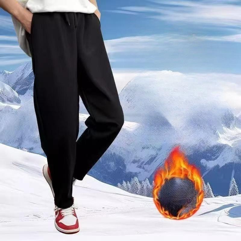 Men's and Women's Autumn Winter Fleece Lined Pants Thickened Windproof Pants for Outer Wear Cold Resistant Warm Casual Pants Plus Size Windproof Pants