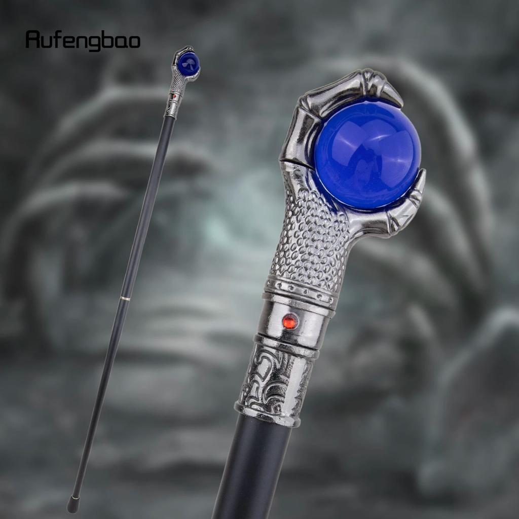 Silver Dragon Claw Grasp Blue Glass Ball Walking Cane Fashion Decorative Walking Stick Gentleman Elegant Cosplay  Crosier 93cm