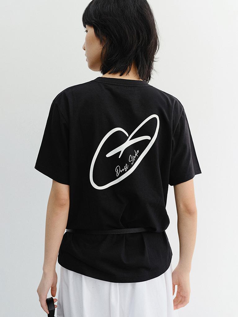 Deonseuteu Unisex Heart D Logo T-Shirt_Udts6B140_Black