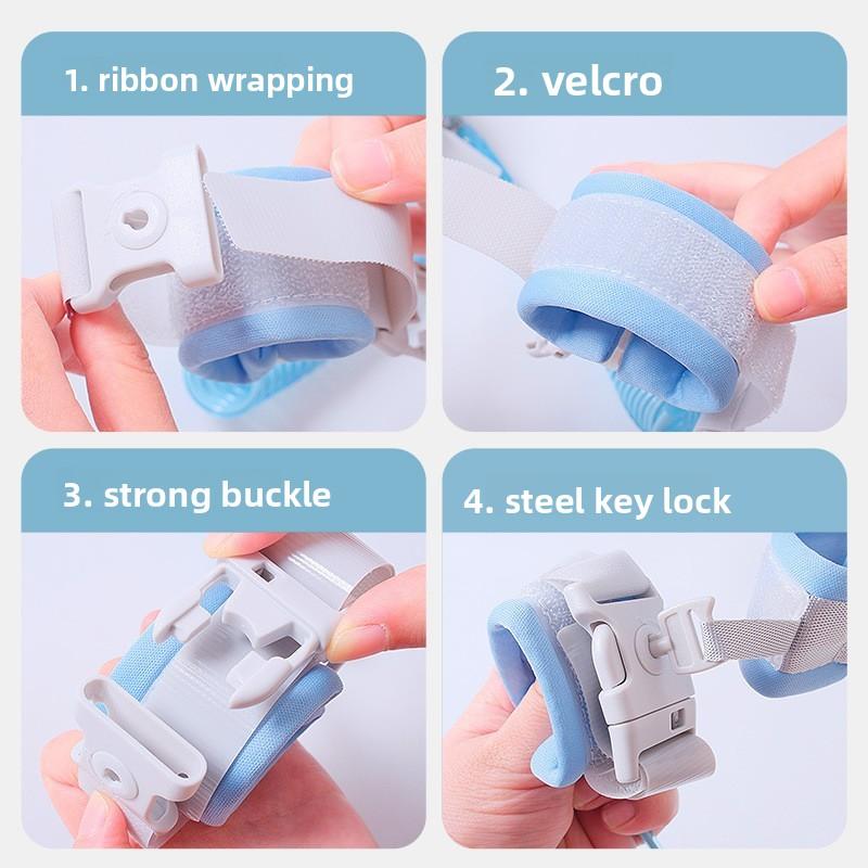 2in1 Infants And Children's Loss Prevention Belt Traction Rope Baby Loss Prevention Bracelet 1.5mSpring Rope Walking Baby Safety