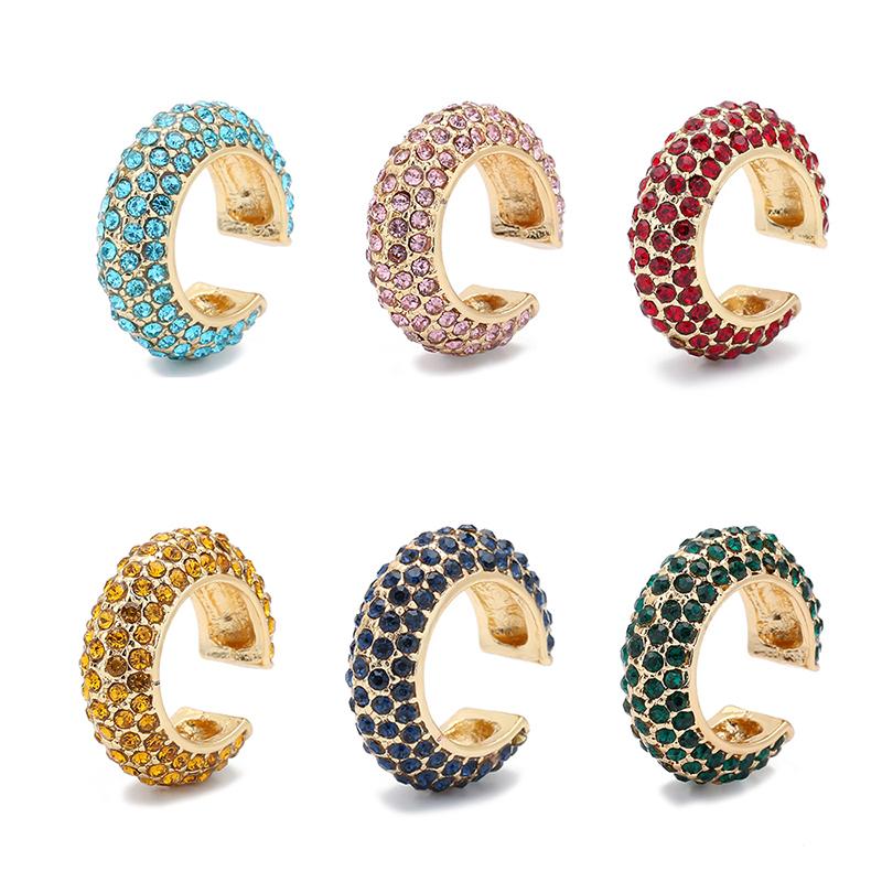 New Arrival Multicolor CZ Crystal Ear Cuff Stackable C Shaped Ear Clips No Pierced Cartilage Earring for Women Earcuffs