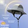 Pălărie de găleată cu protecție solară, moale, respirabilă, cu boruri late, rezistentă la UV, rezistentă la apă, cu cureaua reglabilă pentru bărbie