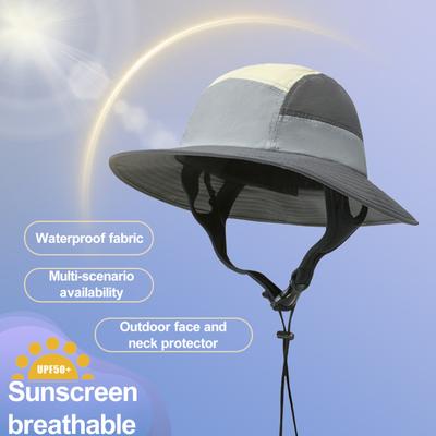Sonnenschutz-Eimerhut, weich, atmungsaktiv, breite Krempe, UV-beständig, wasserabweisend, Sonnenhut mit verstellbarem Kinnriemen