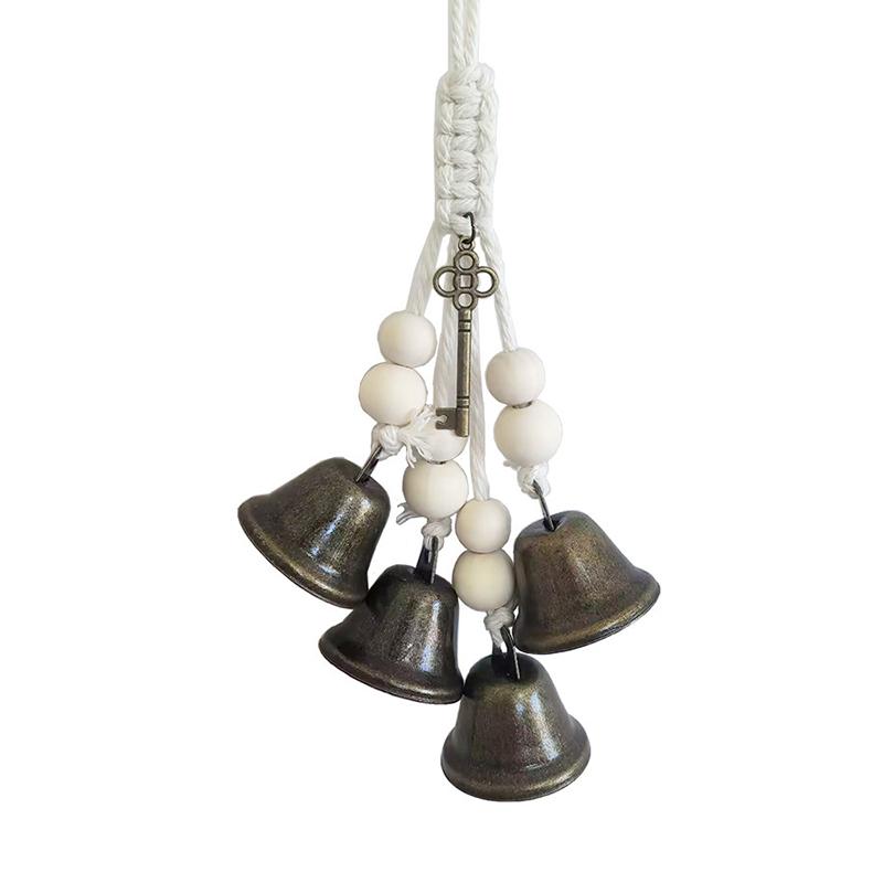 Melodisches Boho-Windspiel Natürlicher Holzring Vintage Metallglocken Wasserdicht für Außenbereich Hof Heimdekoration