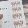 Purely handmade wearing nail small fragrant wind pure desire wind long white nail piece finished nail patch flash handmade nail