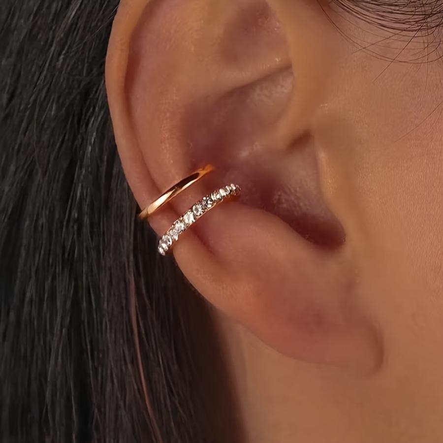 Minimalist Line Dual C-Shaped Ear Clips Personalized Double-Layer U-Shaped No-Piercing Ear Clips for Daily Wear