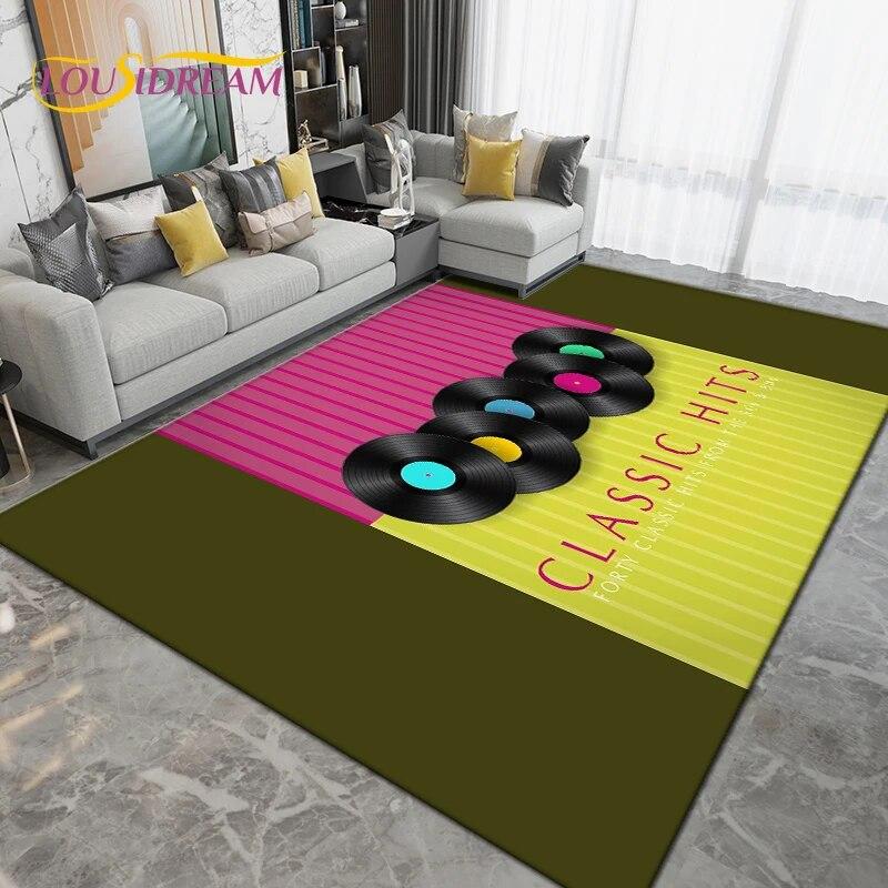 Classical Music Vintage Vinyl Record Area Rug Large,Carpet Rug for Living Room Bedroom Sofa,Kitchen Bathroom Non-slip Floor Mats