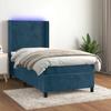 Box Spring Bed with Mattress & LED Dark Blue 100x200 cm Velvet