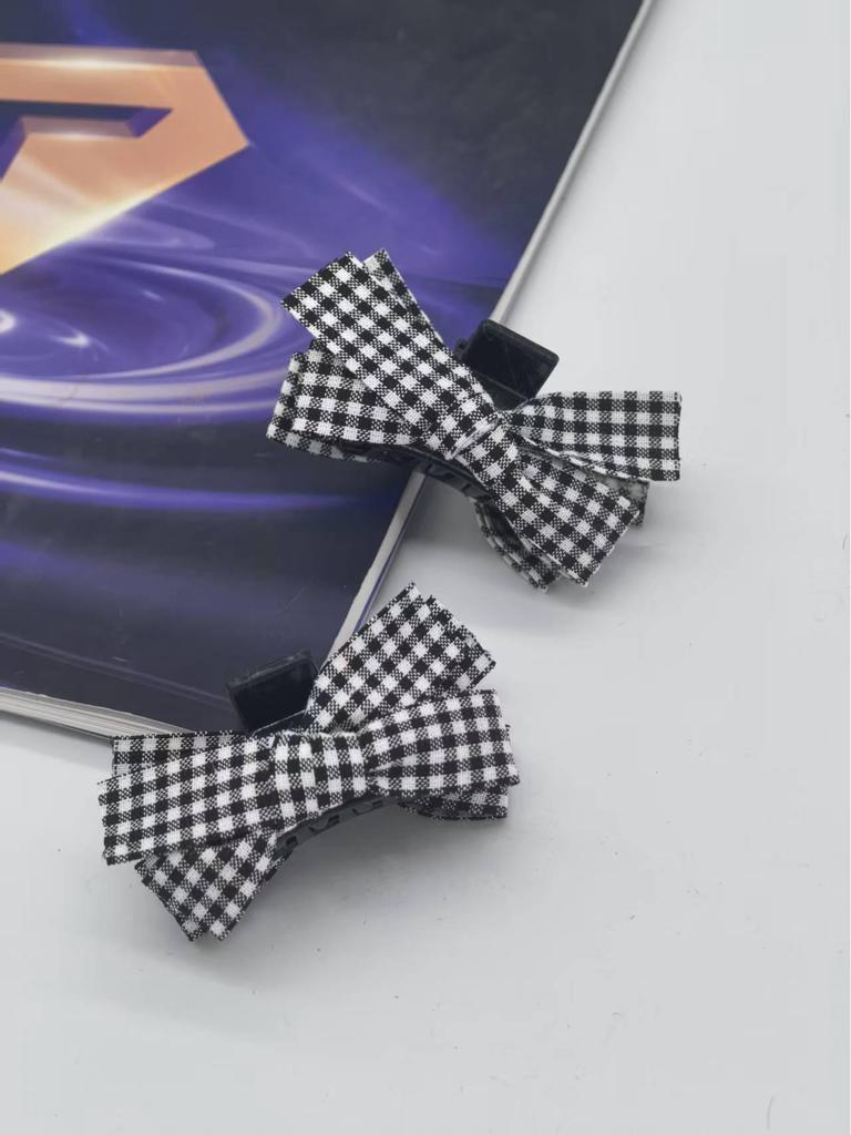 Red Plaid Bow Hair Clip - Women's Daily Hair Accessory