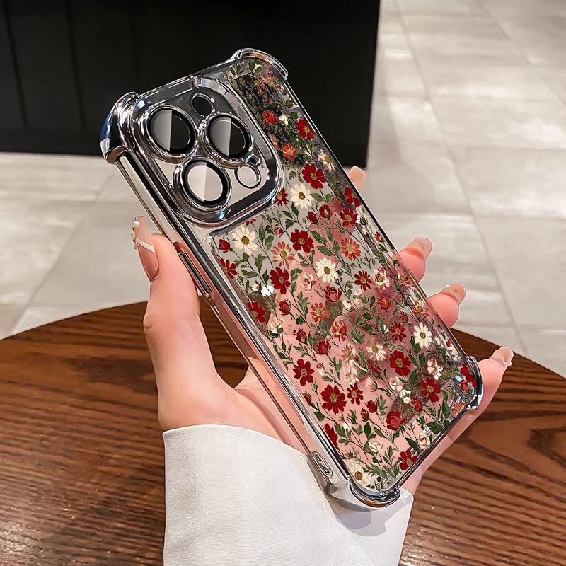 Phone Case For Xiaomi Note 15 14 13 Pro Plus 5G 12 11 11S 4G Redmi 15C 15 14C 12C 10C Plating Cute Clear Daisy Shockproof Cover