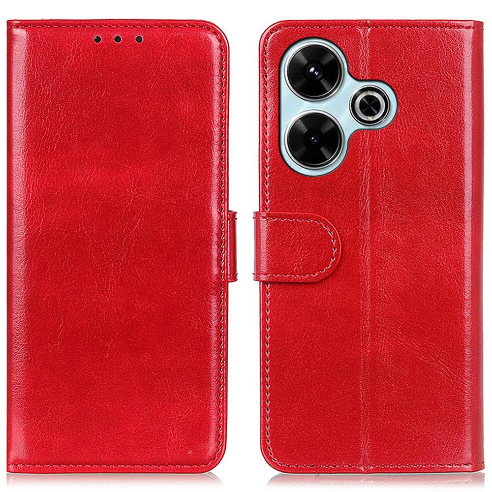 

For Xiaomi Redmi 13 5G/13 4G Wholesale Phone Case Crazy Horse Texture PU Leather Wallet Stand Phone Cover Red