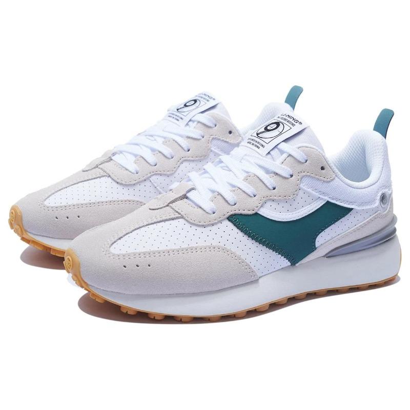 Li-Ning Fangyuan Classic Women's Low-Top Casual Shoes White Gray Green AGCT048-1