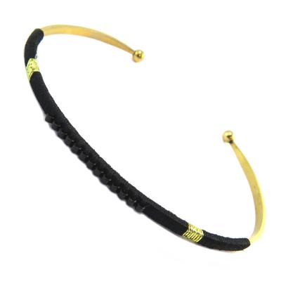[P4288] - Black Gold 'Navajos' Steel Bracelet - 2 Mm
