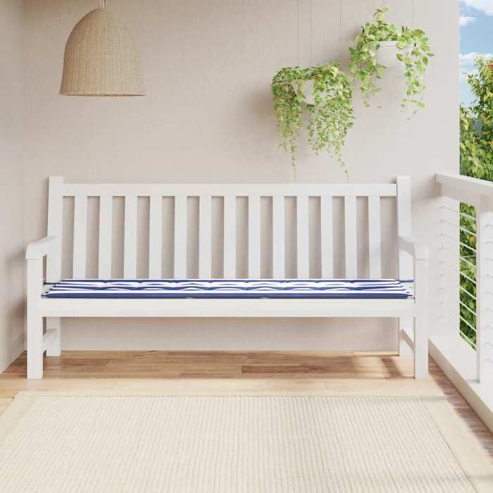 VidaXL Garden Bench Cushion, Non-Slip Chair Pad, Terrace Patio Living Room Decoration, Blue Stripes 361201