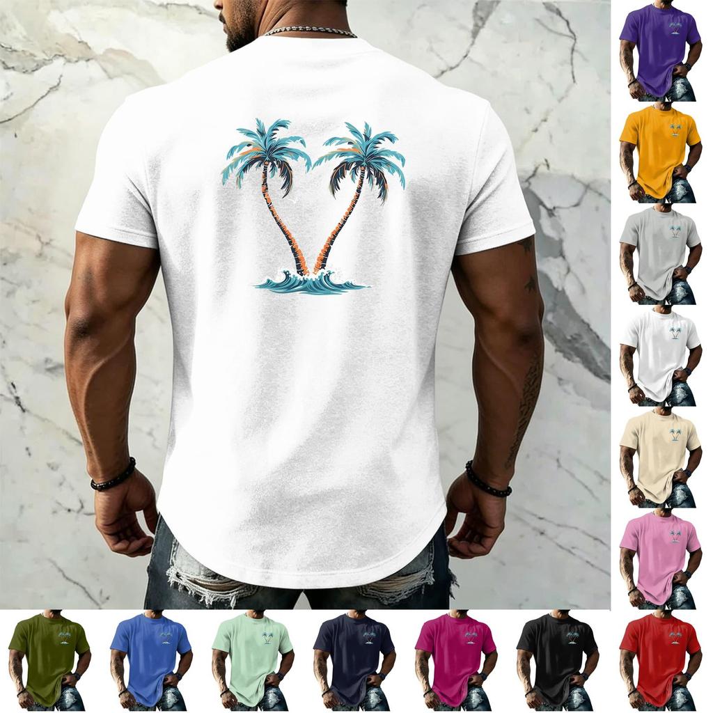 Men's Vintage Texture Print Short Sleeve T Shirt Loose Fit Casual Summer Daily Wear Crew Neck Top