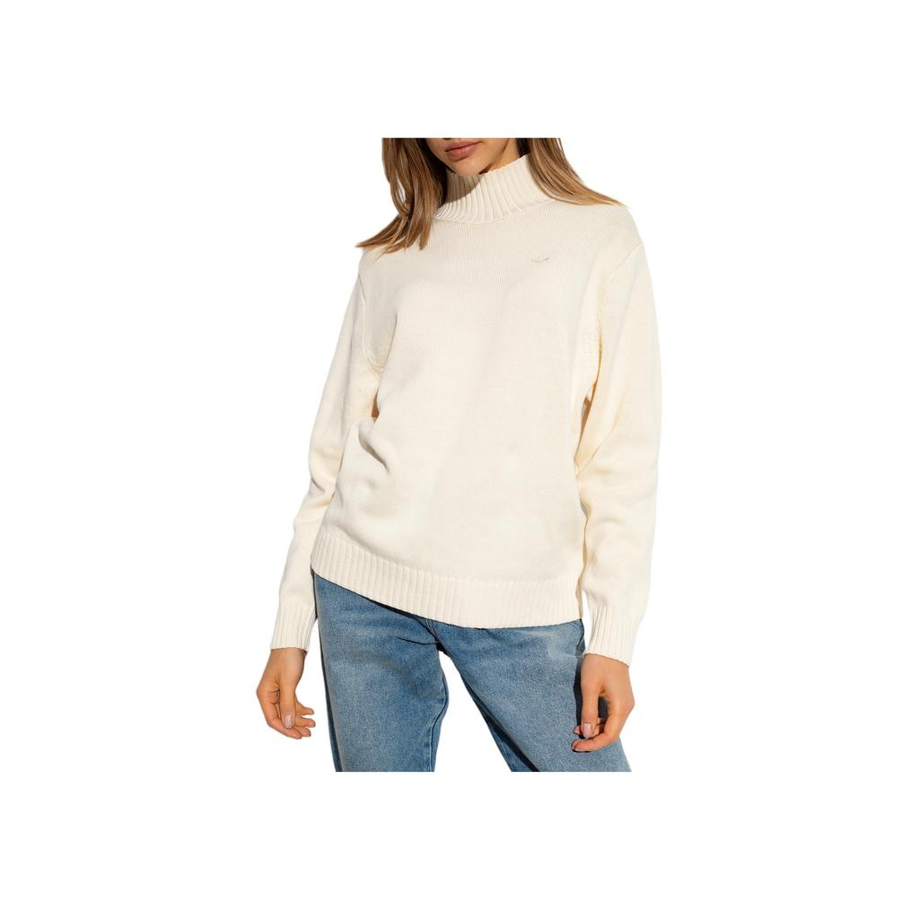 Adidas Solid Color High Neck Pullover Sweater Women sweater Off-White II8046