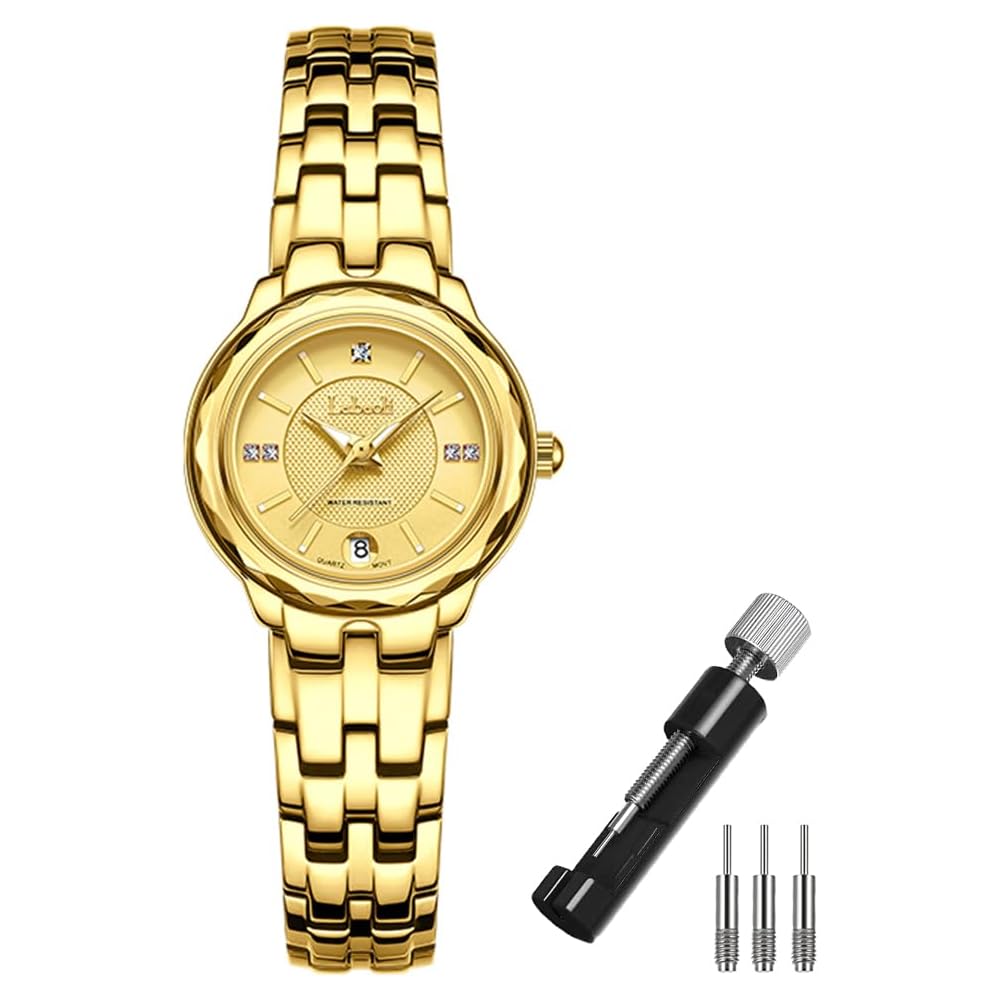 Elegant Women s Gold Stainless Steel Watch Simple Design Waterproof Business Style