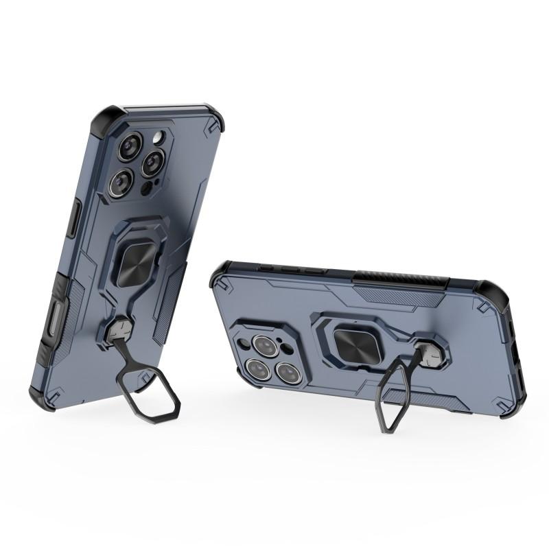 For iPhone 16 Pro Max Phone Case WANLONFENG PC TPU Back Cover Kickstand with Tempered Glass