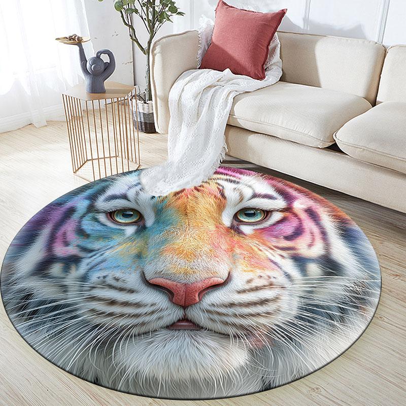 Tiger pattern round rug,Carpet Rug for Living Room Bedroom Playroom ,Non-slip Floor Mat,Holiday Gifts and Birthday Gifts.