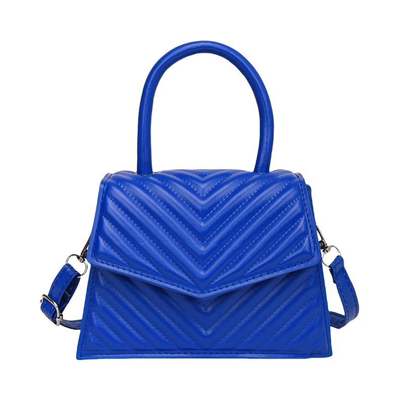 

Ромб з відступами в іноземному стилі, нова суцільна кольорова проста модна повсякденна сумка для поїздок на роботу і роботу, темперамент, портативна маленька квадратна сумка через плече через плече синій