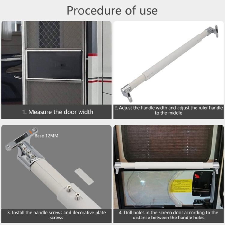 Screen Door Handle Grab Bar Adjustable 550mm -820mm Ranges Ergonomic Designs Screen Door Handle for Secure Handling