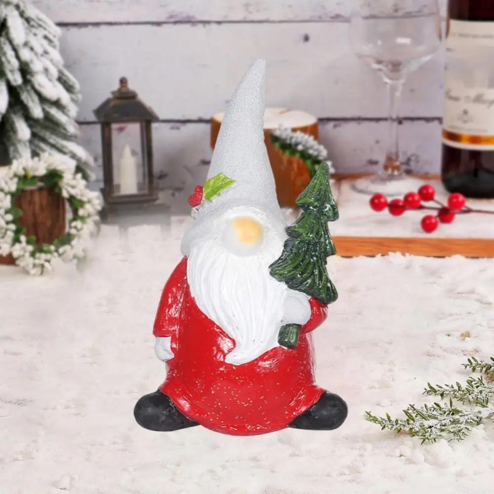 Resin Xmas Gnome Elf Figurine Cute Santa Claus Statue Christmas Gnome Ornament New Year Decoration