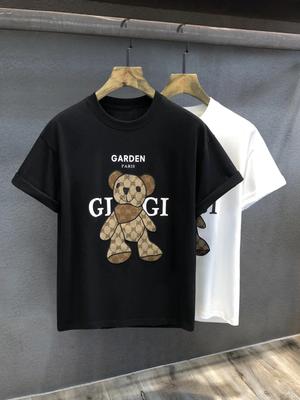 Été Nouveau T-shirt Homme Imprimé Lettre Ours Loisirs Manches Courtes Gym Exercice Course en Plein Air Sports Manches Courtes Femme