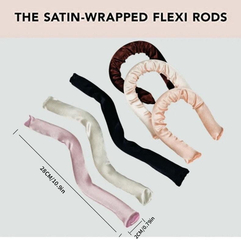 6pcs/Pack Satin Wrapped Heatless Curling Rods No Heat Hair Curlers Rollers Flexi Rods For Women Girls DIY Hair Curling Iron
