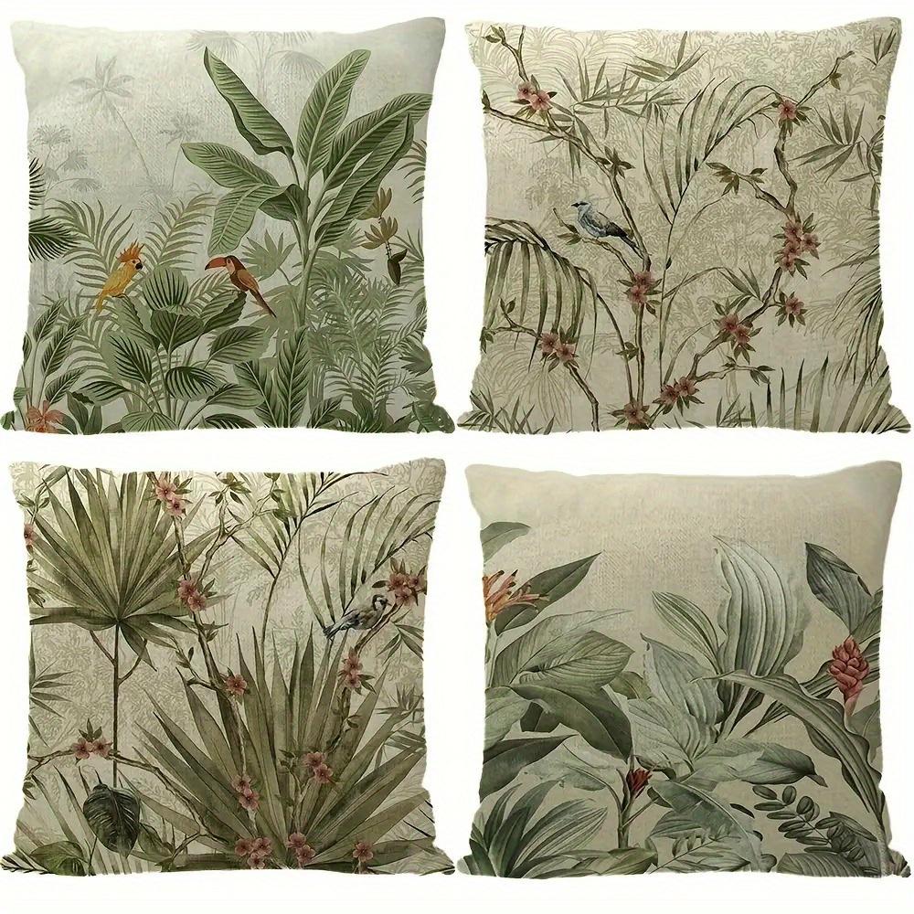Tropical plant bird pattern digital printing pillow cover Short plush Suitable living rooms bedrooms sofas throw cushion cover