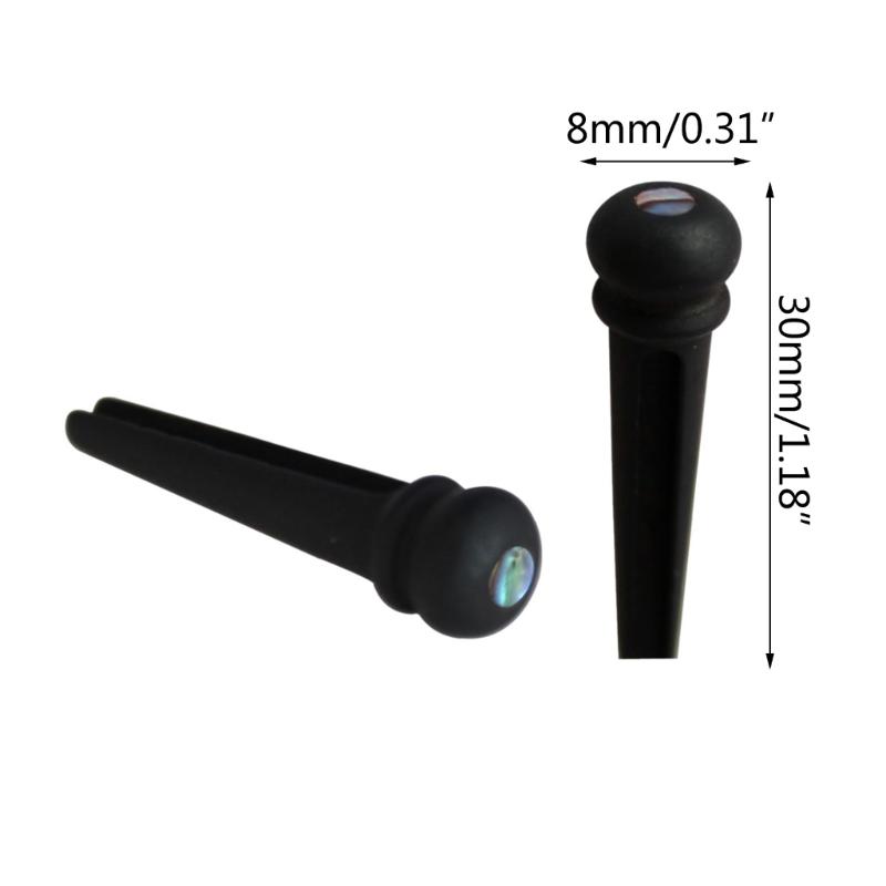 6 Stück Ebenholz Holz Gitarrenbrückenstift Saitenstift Ersatz Geschlitzter Brückenstift